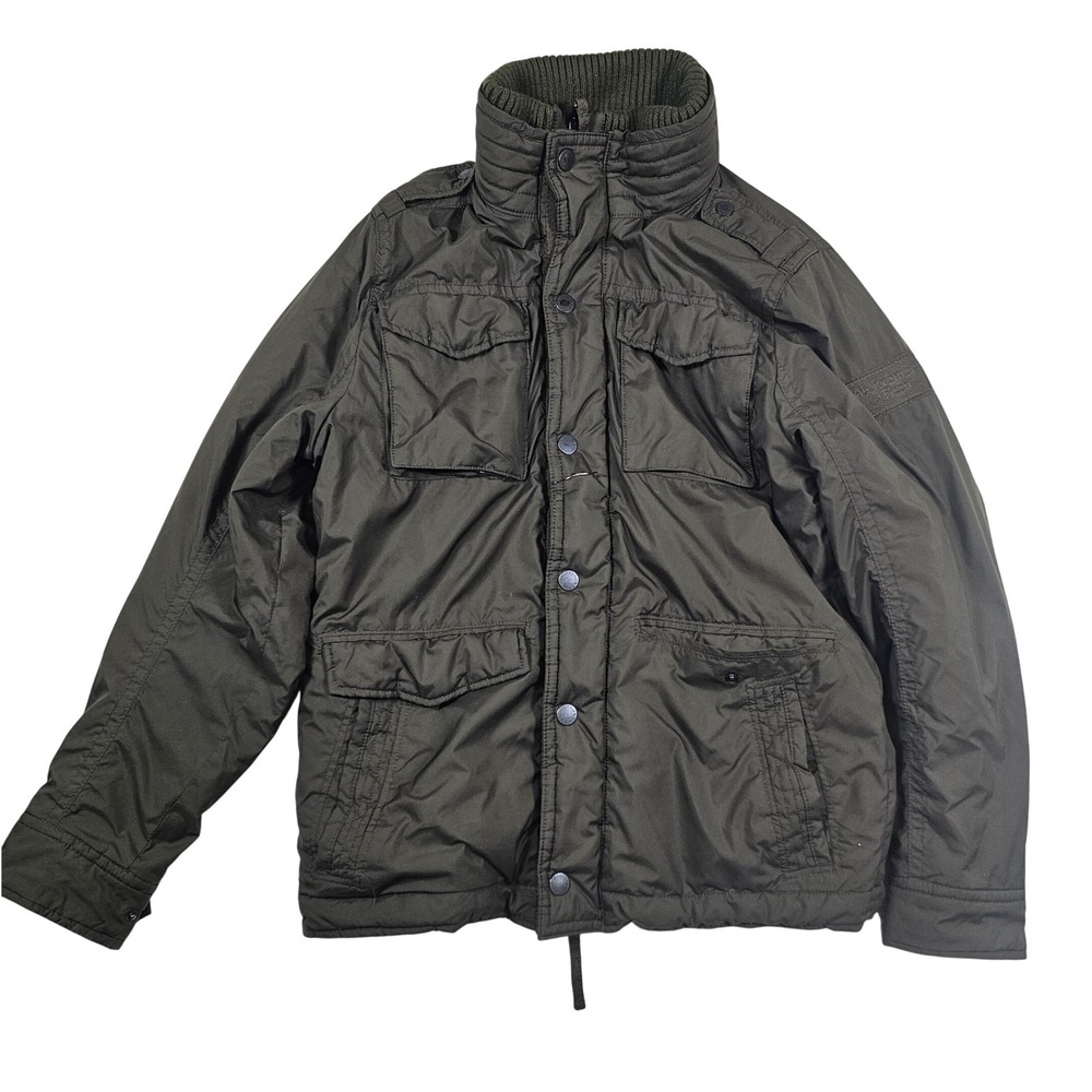 Abercrombie & Fitch Mens Large Olive Green Military Field Jacket Quilted Coat L